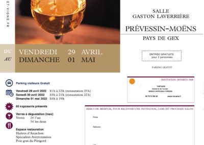 TURS’ANE sera à la fin du mois d’avril en Salon dans l’Ain, Mer et Vigne à Prévessins Moëns, plus de 80 exposants de toute la France ! Venez nous retrouver !